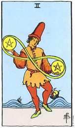 pentagrammen twee, tarotgedicht en tarotkaart