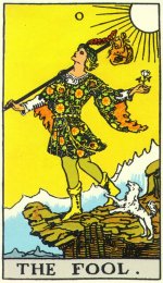 de dwaas, de zot,  tarotkaart en gedicht