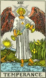 de gematigdheid, tarotgedicht en tarotkaart